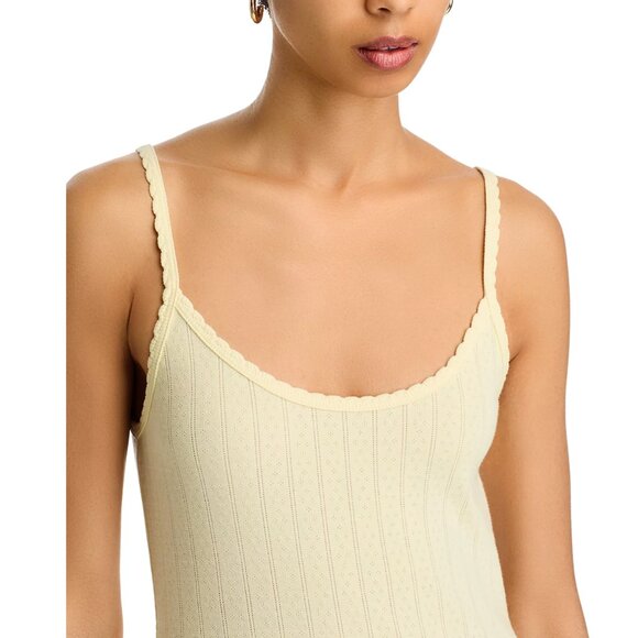 LESET Pointelle Classic Tank Top in Butter Yellow - Picture 1 of 8